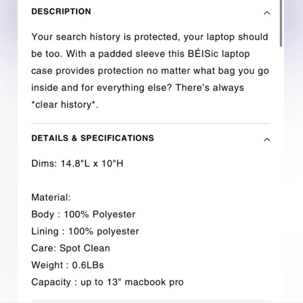 BÉIS LAPTOP CASE | Beige